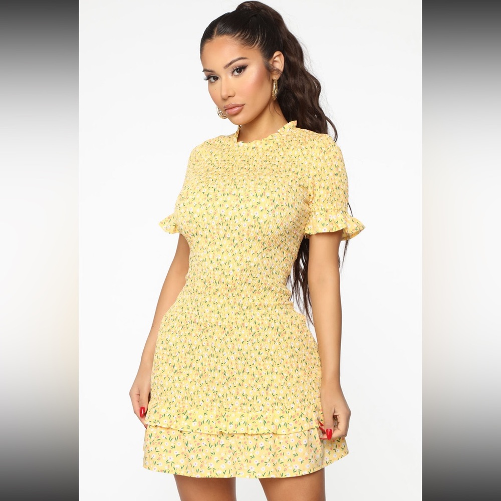Fashion Nova Smocked Mini Dress Ruffle Trim